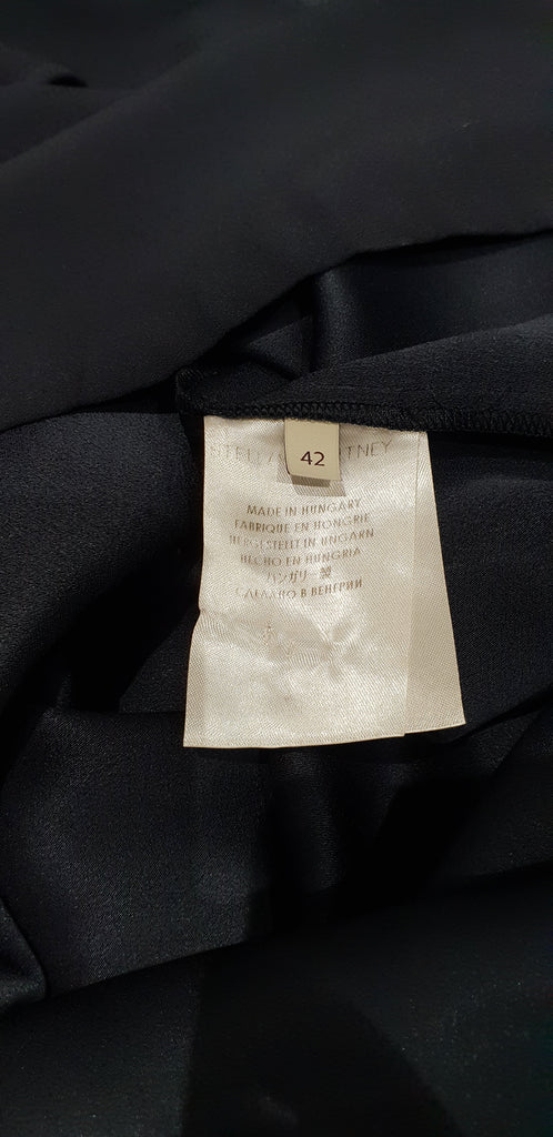 STELLA MCCARTNEY Navy Blue Satin Trim Long Sleeve Tunic Blouse Top IT42 UK12