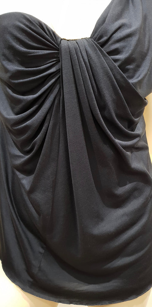 3.1 PHILLIP LIM Cream & Midnight Blue Black Silk Wool Pleated Sleeveless Top S