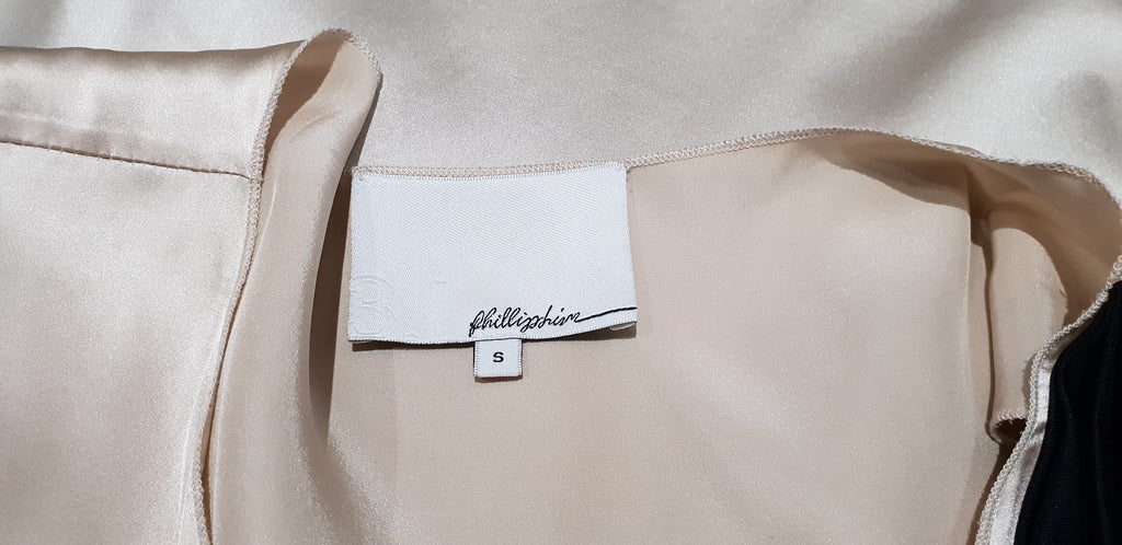 3.1 PHILLIP LIM Cream & Midnight Blue Black Silk Wool Pleated Sleeveless Top S