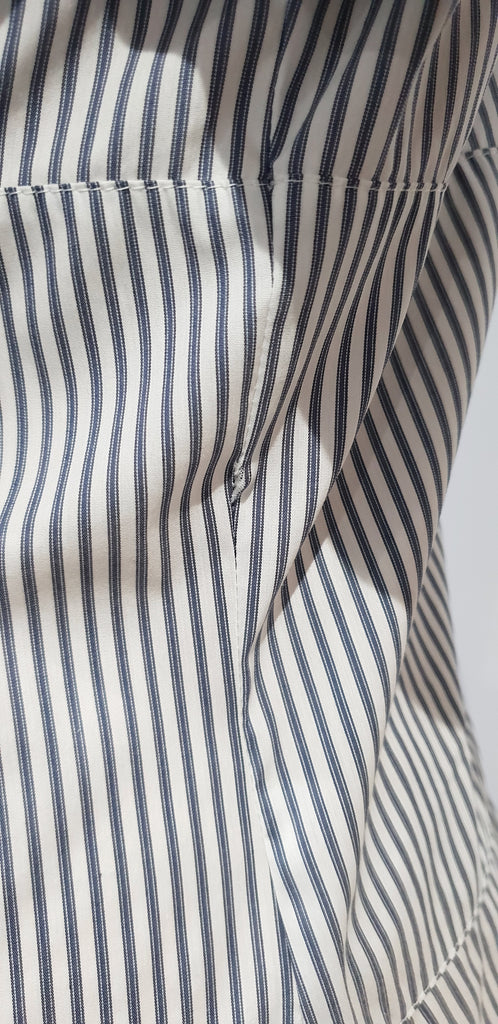 ANNE FONTAINE White Grey Cotton Blend Stripe Short Sleeve Blouse Shirt Top 40