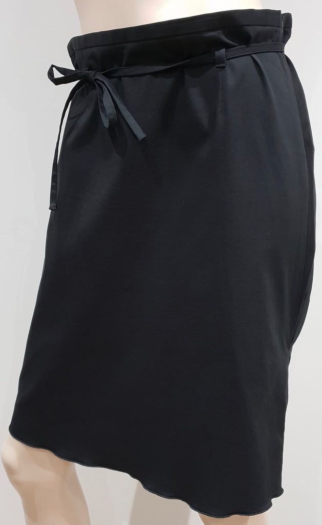 COSTUME NATIONAL Women's Black Cotton Blend Tie Waist Draped Skirt IT44 UK12