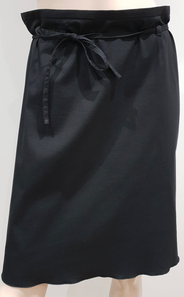 COSTUME NATIONAL Women's Black Cotton Blend Tie Waist Draped Skirt IT44 UK12