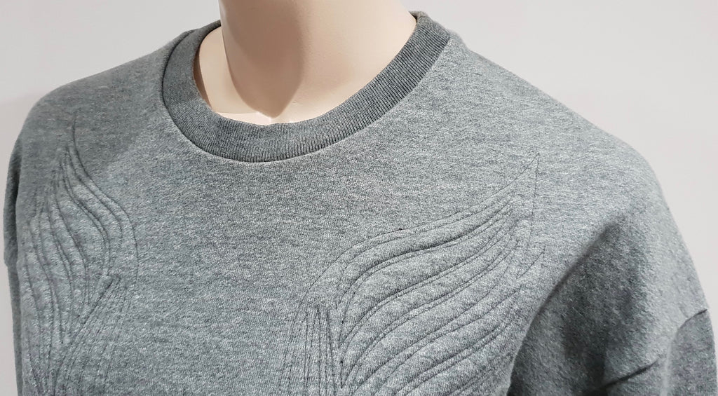 3.1 PHILLIP LIM Grey Cotton Quilted Phoenix Side Zip Casual Sweater Sweatshirt M