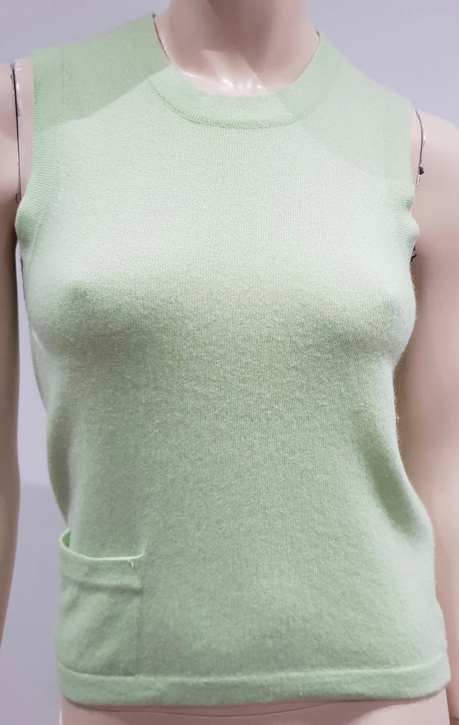 CLEMENTS RIBEIRO Mint Green 100% Cashmere Sleeveless Tank Vest Jumper Top M