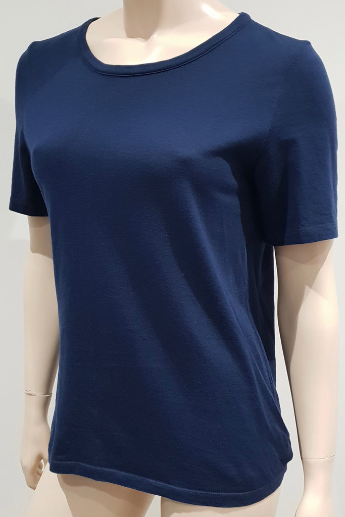 MAISON MARTIN MARGIELA Navy Blue Cotton Draped Rear Short Sleeve T-Shirt Tee M
