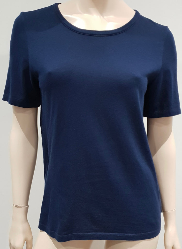 MAISON MARTIN MARGIELA Navy Blue Cotton Draped Rear Short Sleeve T-Shirt Tee M