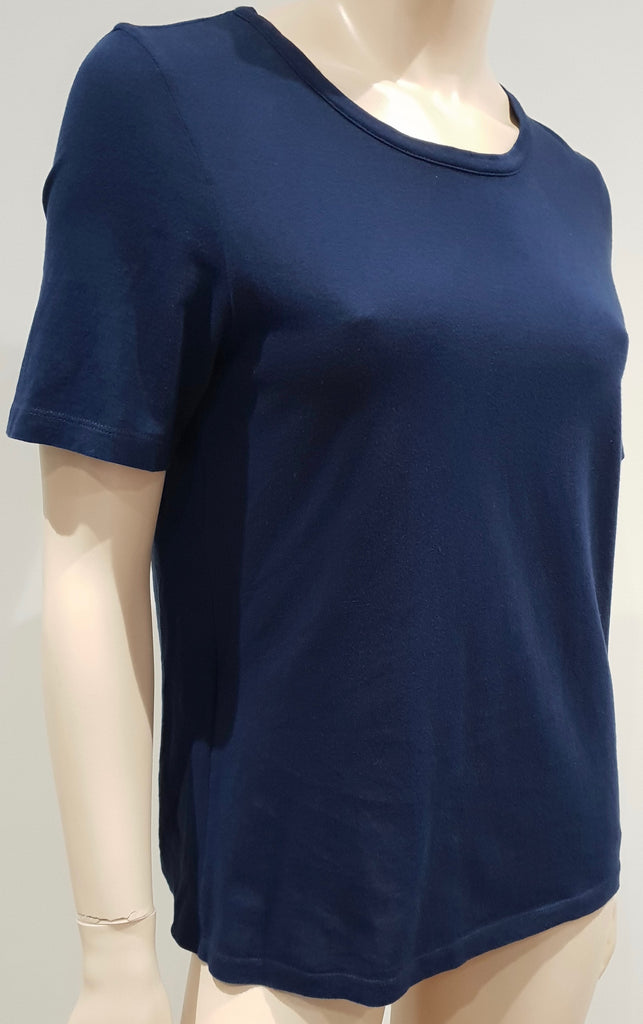 MAISON MARTIN MARGIELA Navy Blue Cotton Draped Rear Short Sleeve T-Shirt Tee M