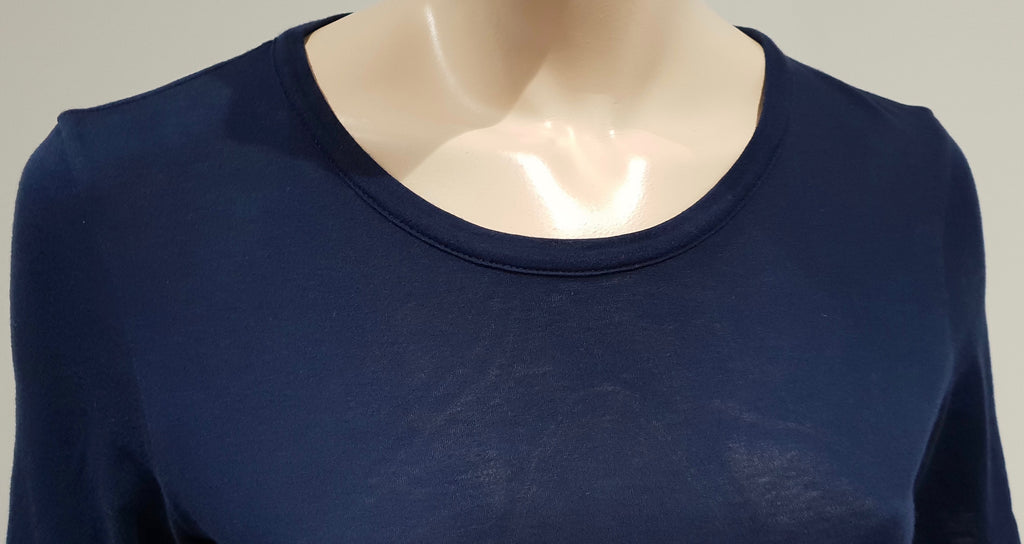 MAISON MARTIN MARGIELA Navy Blue Cotton Draped Rear Short Sleeve T-Shirt Tee M