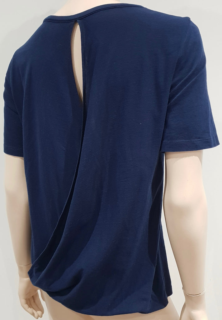 MAISON MARTIN MARGIELA Navy Blue Cotton Draped Rear Short Sleeve T-Shirt Tee M