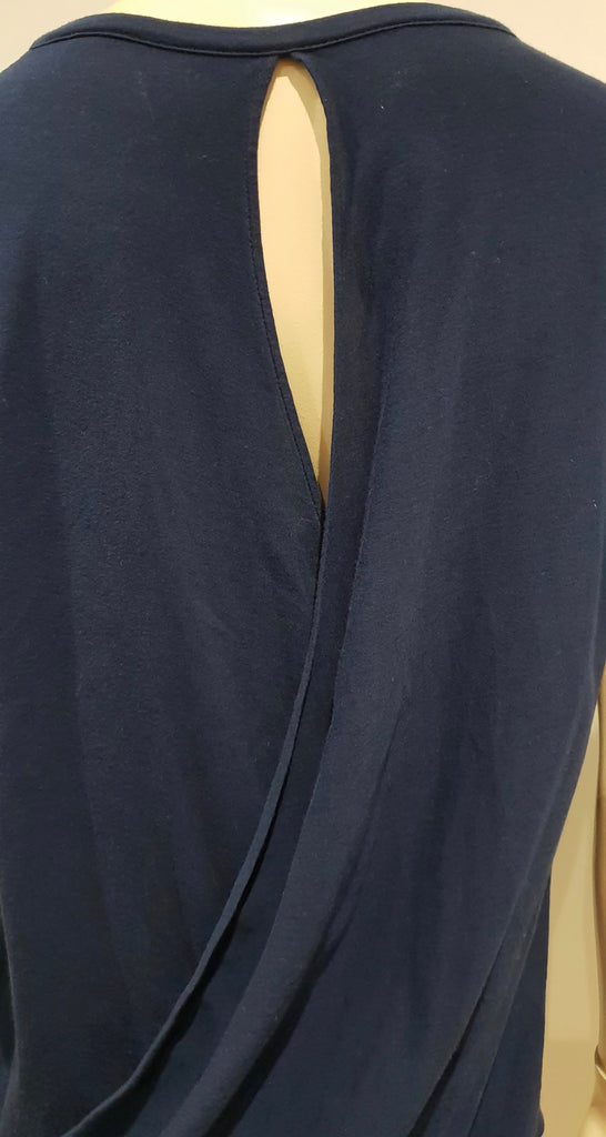 MAISON MARTIN MARGIELA Navy Blue Cotton Draped Rear Short Sleeve T-Shirt Tee M