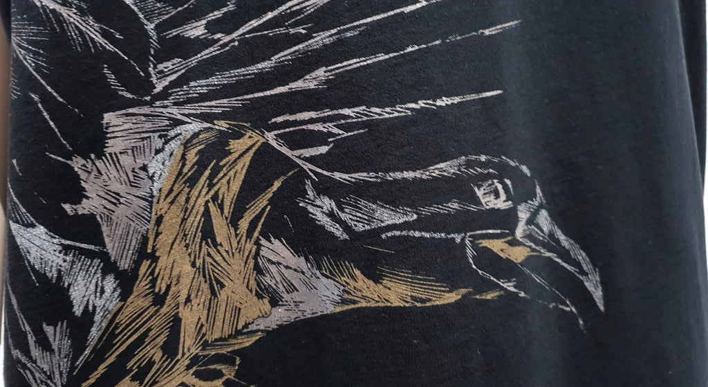 BUI DE BARBARA BUI Black Cotton Silver Gold Eagle Print Short Sleeve T-Shirt Tee