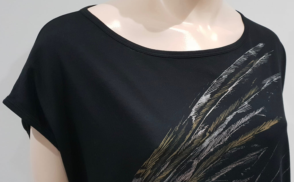 BUI DE BARBARA BUI Black Cotton Silver Gold Eagle Print Short Sleeve T-Shirt Tee