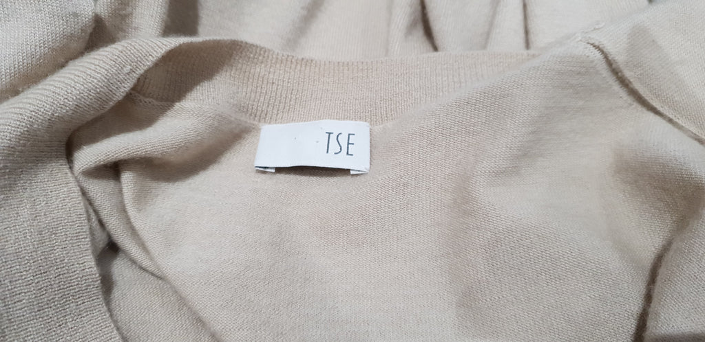 TSE CASHMERE Beige Cashmere Plunge V Neckline Long Sleeve Knit Cardigan Top M