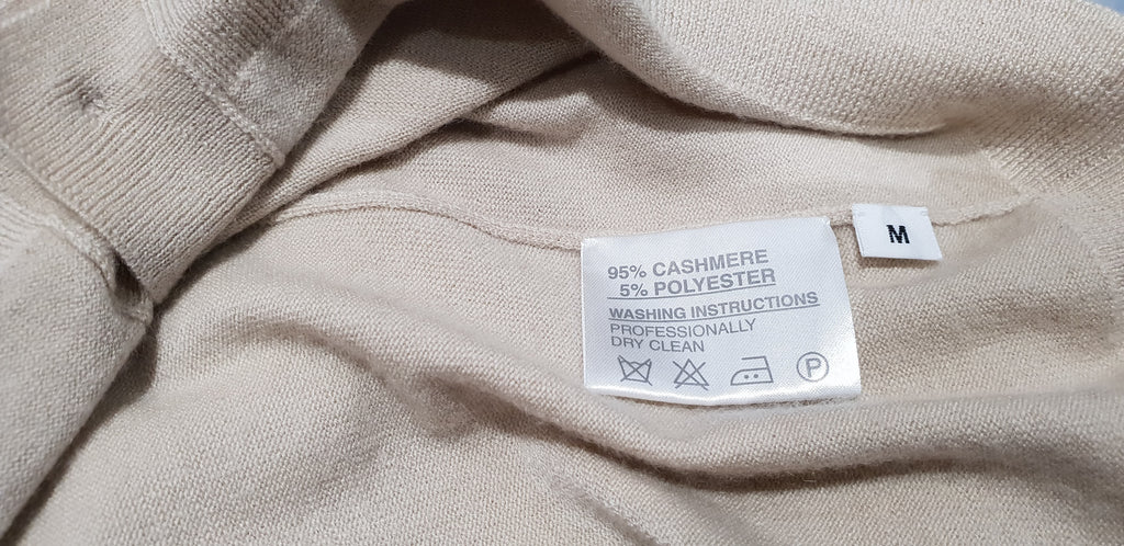 TSE CASHMERE Beige Cashmere Plunge V Neckline Long Sleeve Knit Cardigan Top M