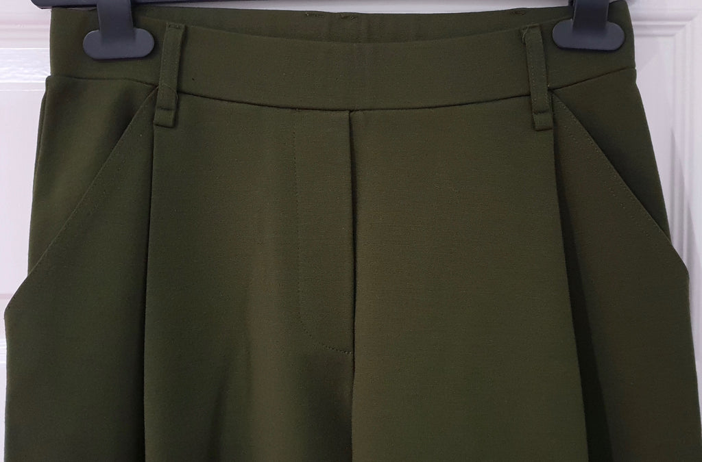 SUD Women's Olive Green Elasticated Waist Tapered Slim Leg Trousers Pants 40 UK8