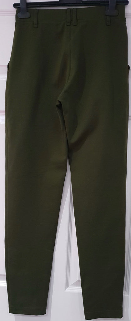 SUD Women's Olive Green Elasticated Waist Tapered Slim Leg Trousers Pants 40 UK8