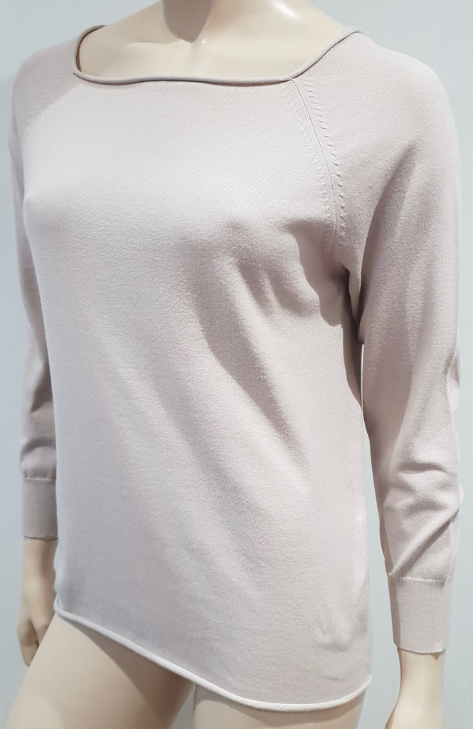 FARHI NICOLE FARHI Dusky Pink Scoop Neck 3/4 Sleeve Fine Knit Jumper Sweater Top