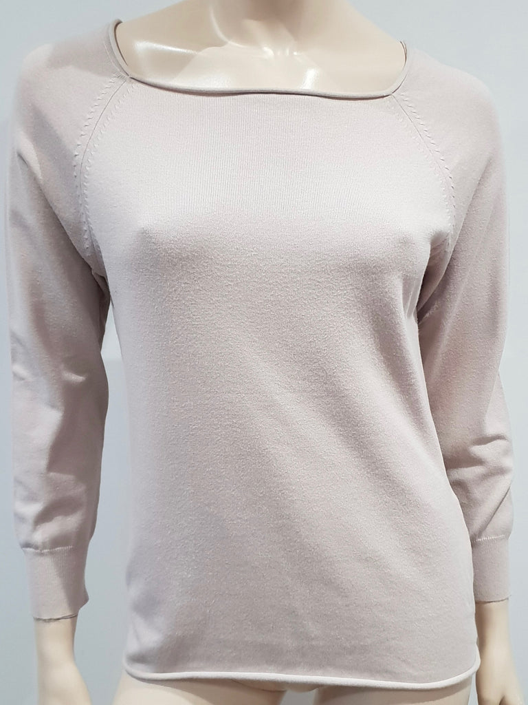 FARHI NICOLE FARHI Dusky Pink Scoop Neck 3/4 Sleeve Fine Knit Jumper Sweater Top