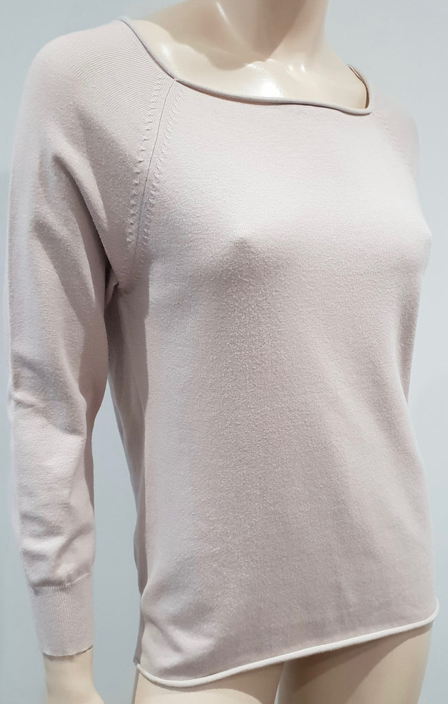 FARHI NICOLE FARHI Dusky Pink Scoop Neck 3/4 Sleeve Fine Knit Jumper Sweater Top