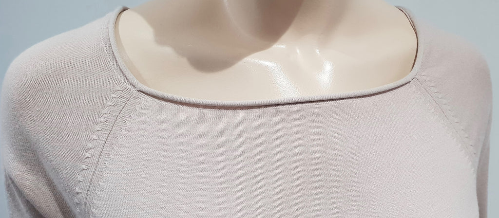 FARHI NICOLE FARHI Dusky Pink Scoop Neck 3/4 Sleeve Fine Knit Jumper Sweater Top