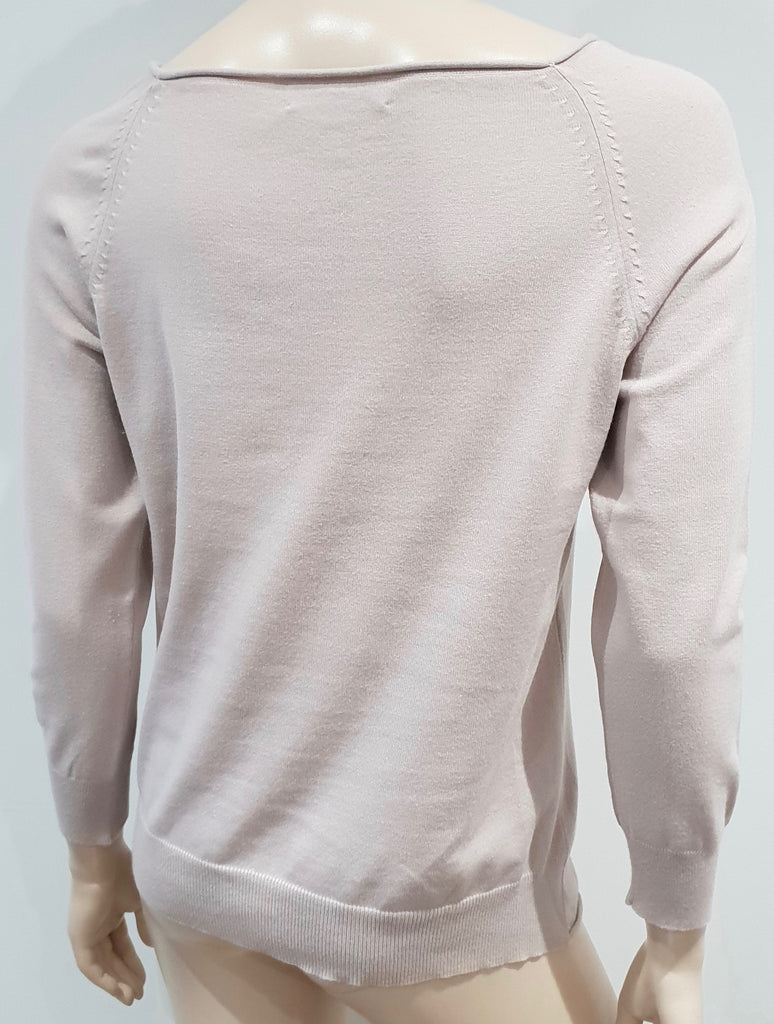 FARHI NICOLE FARHI Dusky Pink Scoop Neck 3/4 Sleeve Fine Knit Jumper Sweater Top