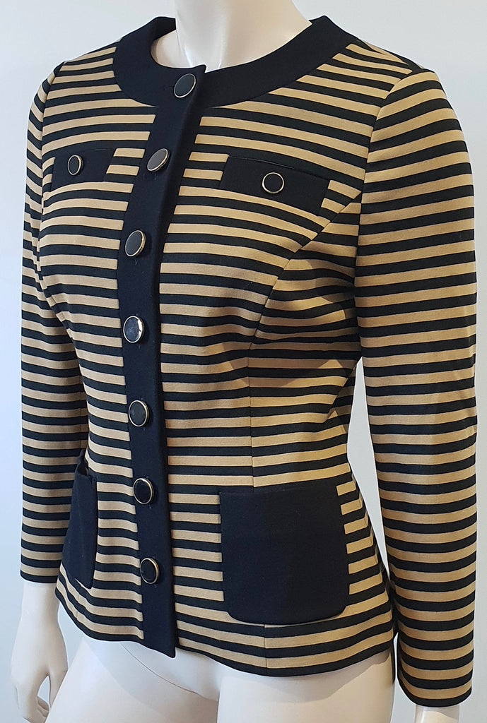 SOMERSET BY ALICE TEMPERLEY Women's Brown & Black Stripe Boxy Blazer Jacket UK10
