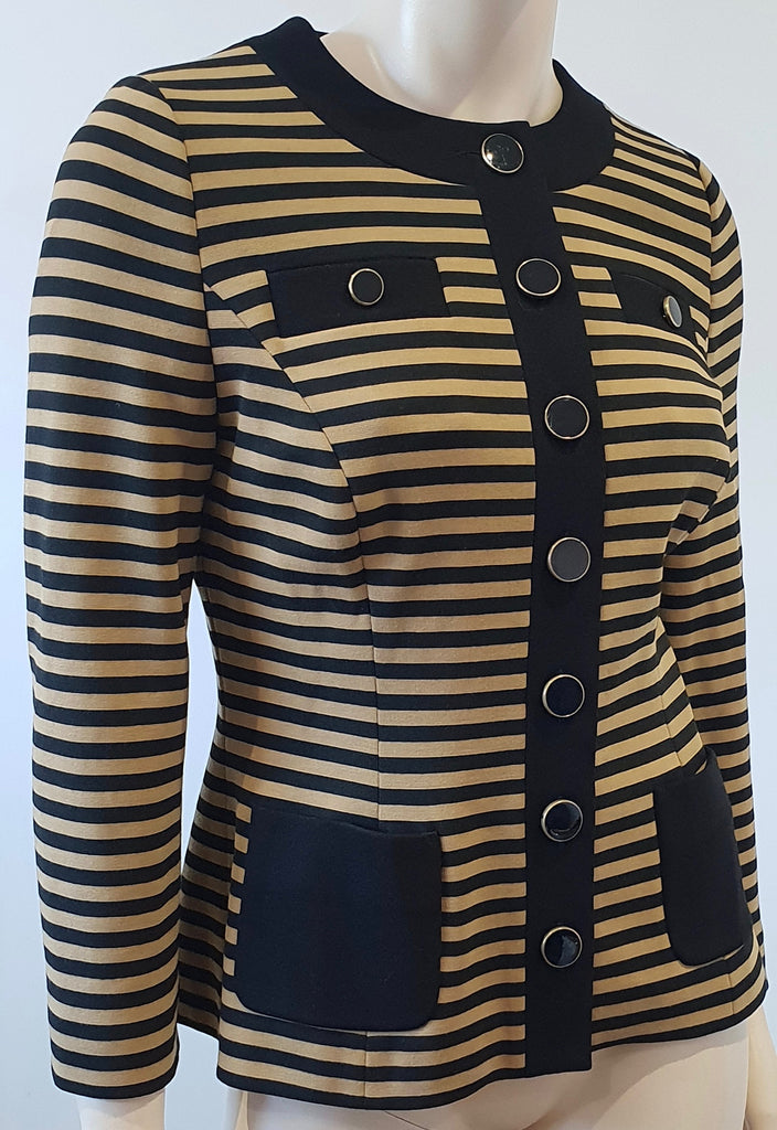 SOMERSET BY ALICE TEMPERLEY Women's Brown & Black Stripe Boxy Blazer Jacket UK10
