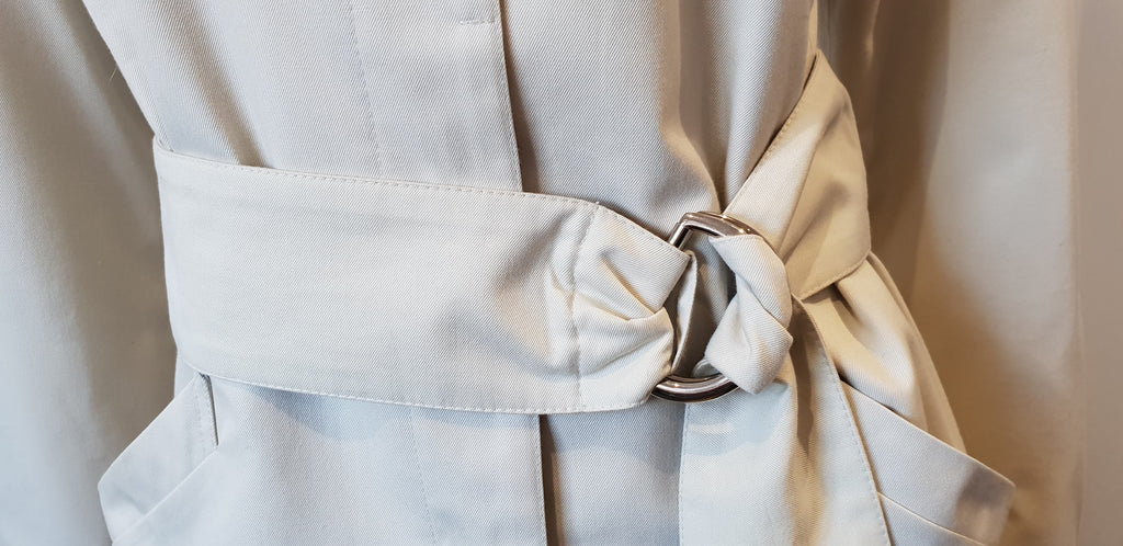 BARBARA BUI Beige Cotton Blend Collared Belted Long Sleeve Lined Jacket 38 UK10