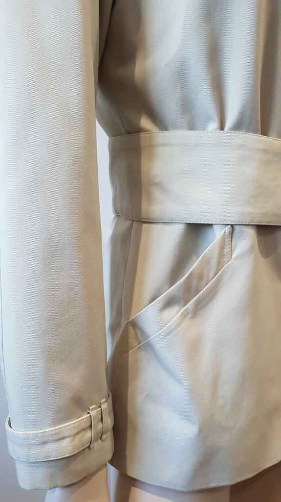 BARBARA BUI Beige Cotton Blend Collared Belted Long Sleeve Lined Jacket 38 UK10