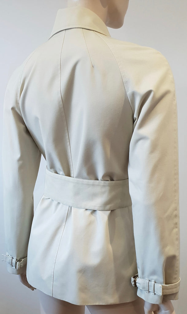 BARBARA BUI Beige Cotton Blend Collared Belted Long Sleeve Lined Jacket 38 UK10