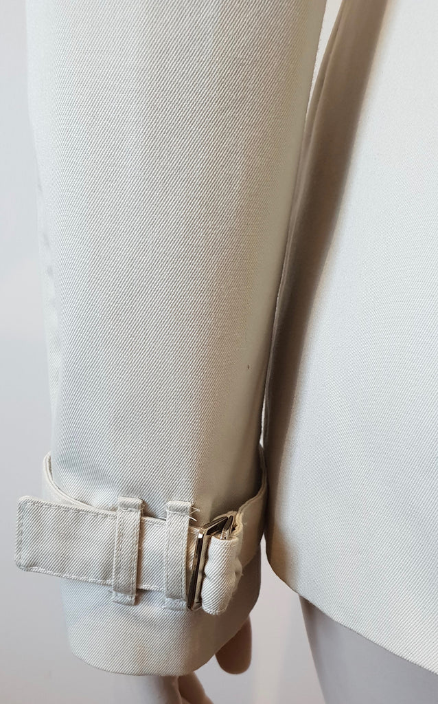 BARBARA BUI Beige Cotton Blend Collared Belted Long Sleeve Lined Jacket 38 UK10