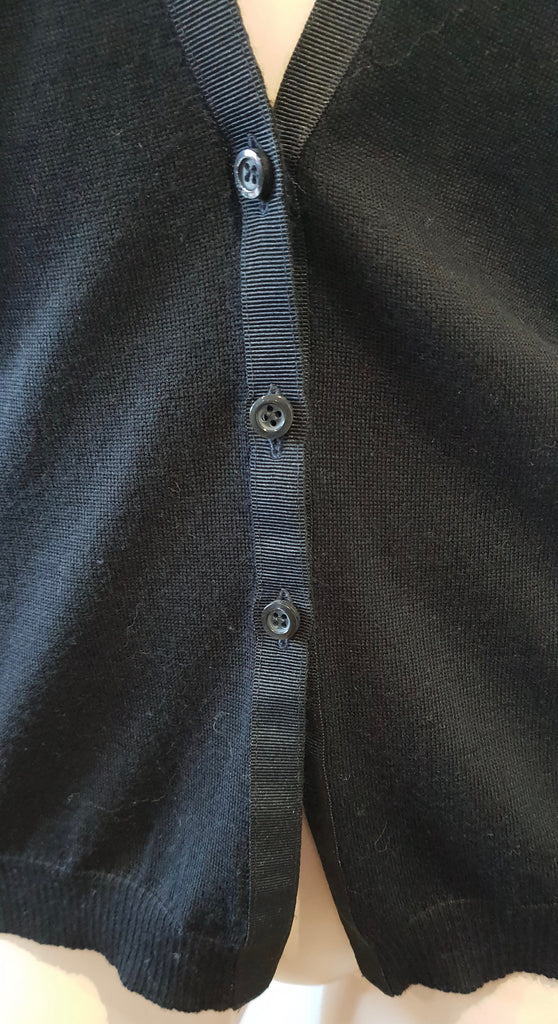 ANNE VALERIE HASH POUR CARTIER Black Wool Ribbon Trim Long Sleeve Cardigan M