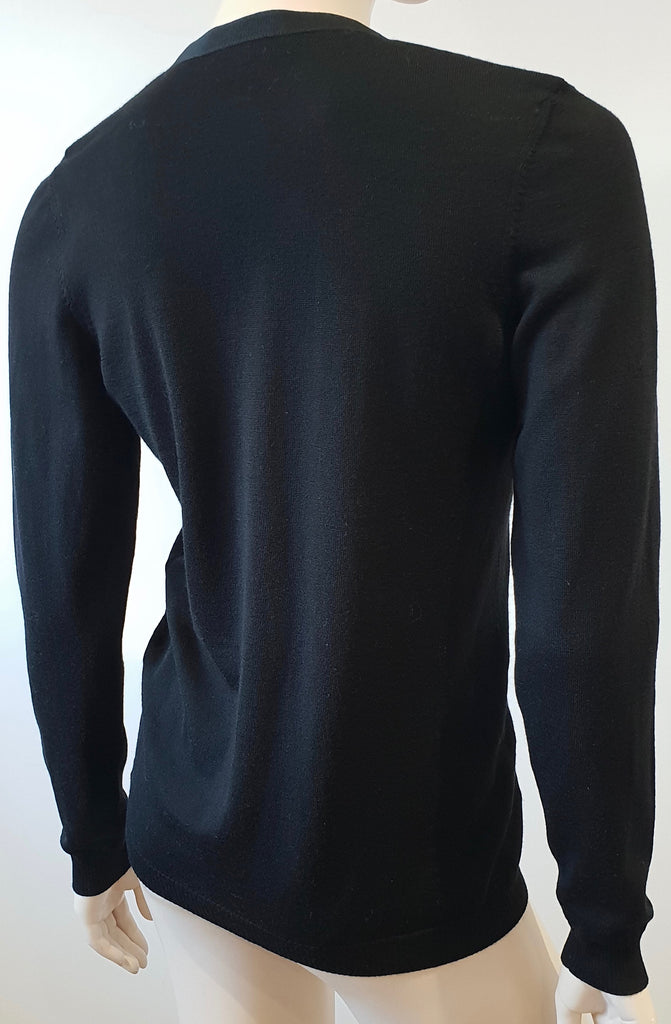 ANNE VALERIE HASH POUR CARTIER Black Wool Ribbon Trim Long Sleeve Cardigan M