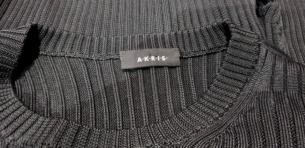 AKRIS Black Round Neck Multi Colour Detail Long Sleeve Rib Jumper Sweater Top