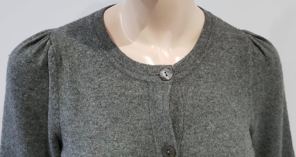 VINCE Grey Cashmere Round Neck Short Sleeve Long Length Knitwear Cardigan Top S