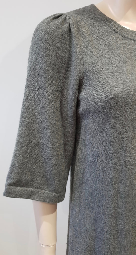 VINCE Grey Cashmere Round Neck Short Sleeve Long Length Knitwear Cardigan Top S