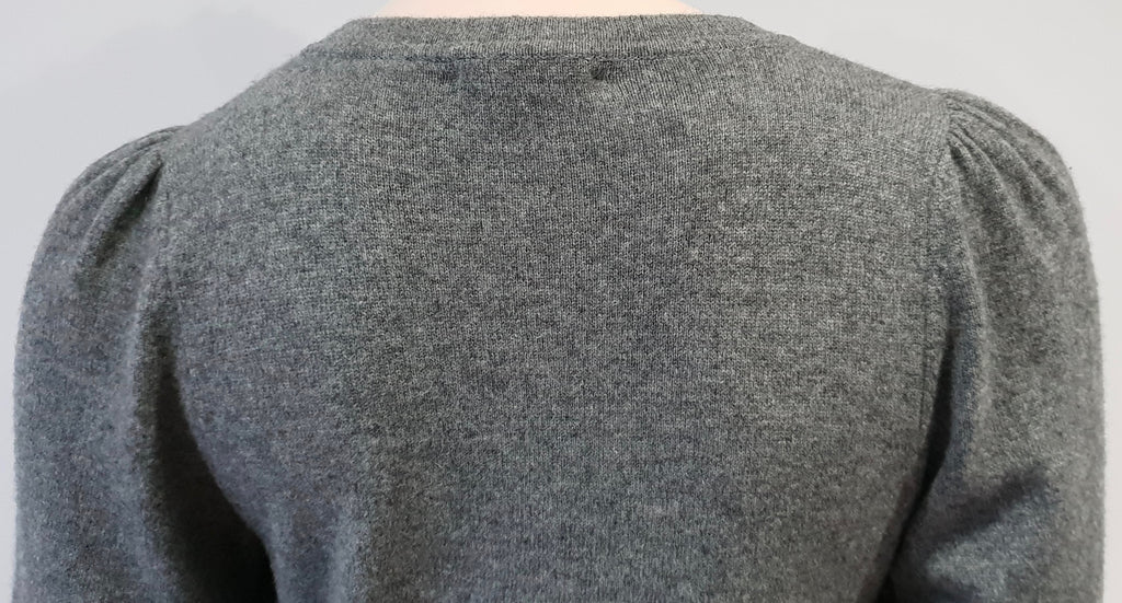 VINCE Grey Cashmere Round Neck Short Sleeve Long Length Knitwear Cardigan Top S