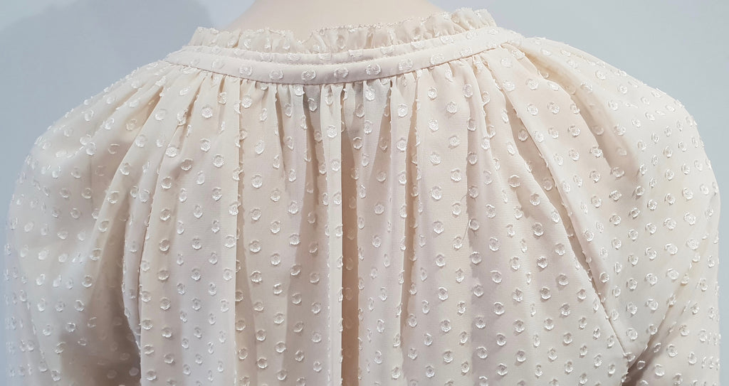 DIANE VON FURSTENBURG Cream Beige Polka Dot Long Sleeve Tunic Blouse Top 8 UK12
