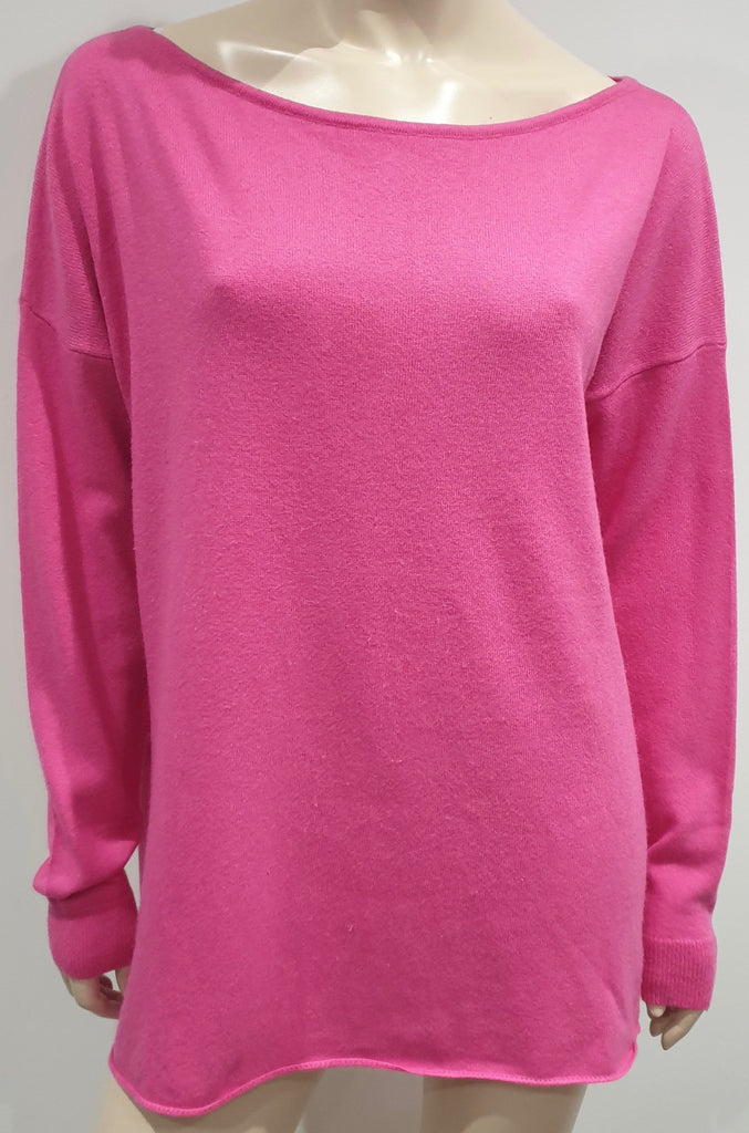 BIRD OF PARADISE Bright Pink Cashmere Silk Blend Button Rear Jumper Sweater Top