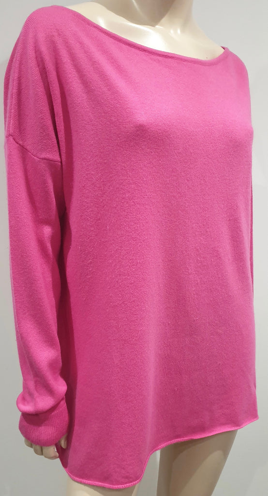 BIRD OF PARADISE Bright Pink Cashmere Silk Blend Button Rear Jumper Sweater Top