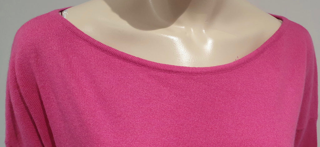 BIRD OF PARADISE Bright Pink Cashmere Silk Blend Button Rear Jumper Sweater Top