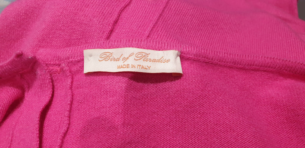 BIRD OF PARADISE Bright Pink Cashmere Silk Blend Button Rear Jumper Sweater Top