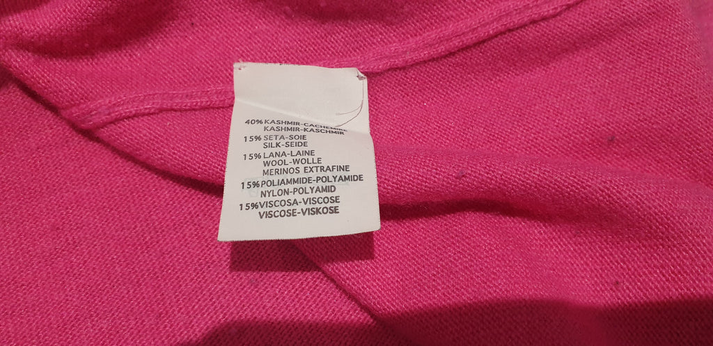 BIRD OF PARADISE Bright Pink Cashmere Silk Blend Button Rear Jumper Sweater Top