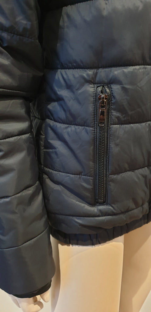 PURITY ACTIVE Midnight Navy Blue Zip Fasten Hooded Quilted Padded Casual Jacket