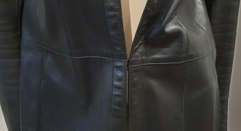 JOSEPH Black Round Neck Long Sleeve Supersoft Leather Blazer Jacket FR36 UK8