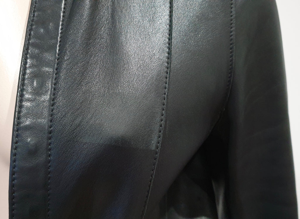 JOSEPH Black Round Neck Long Sleeve Supersoft Leather Blazer Jacket FR36 UK8