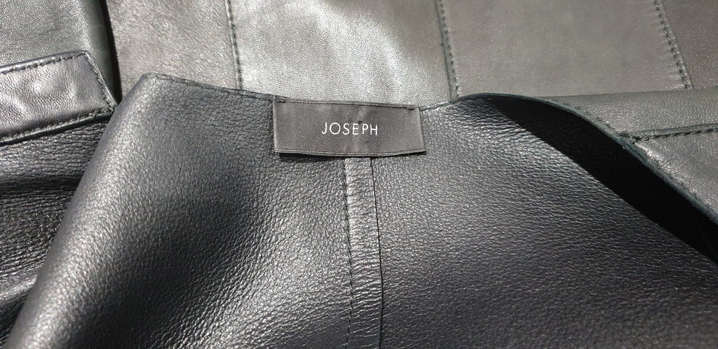 JOSEPH Black Round Neck Long Sleeve Supersoft Leather Blazer Jacket FR36 UK8