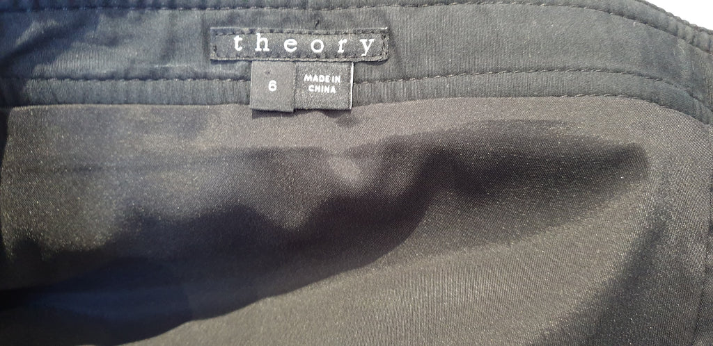 THEORY Black Patent Leather BERDIN Zip Fastened Suede Trim Mini Skirt 6 UK10