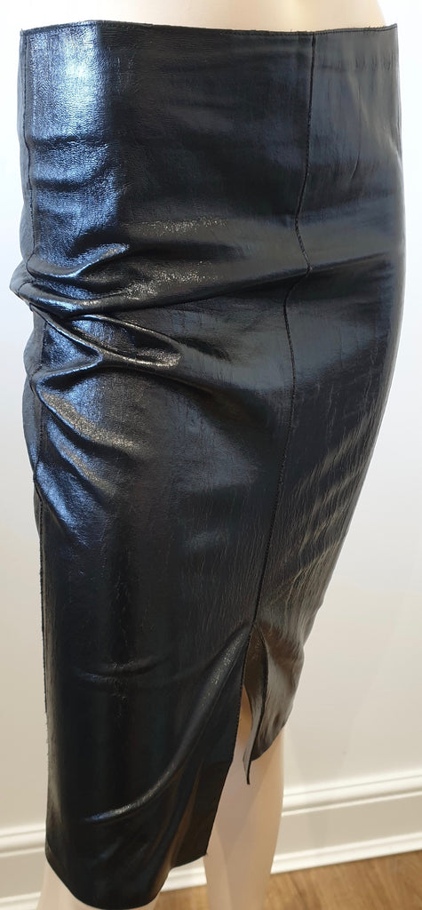 JITROIS Made In France Black Patent Leather Mid-Length Slim Pencil Skirt 40 UK12
