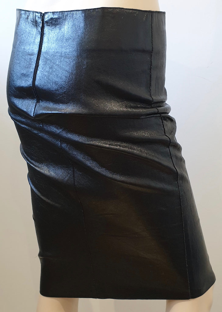 JITROIS Made In France Black Patent Leather Mid-Length Slim Pencil Skirt 40 UK12